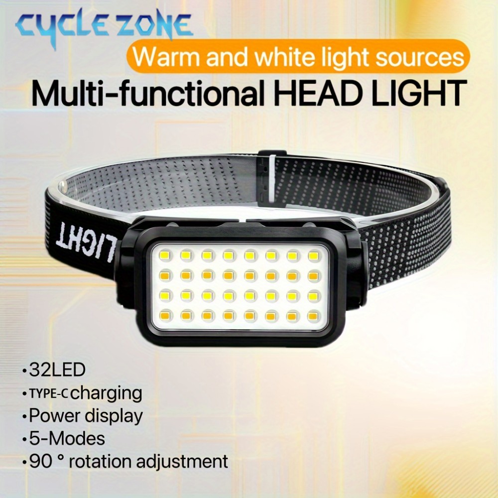 Outdoor Adventure At - 휴대용 충전식 헤드램프, 32 LED, 5