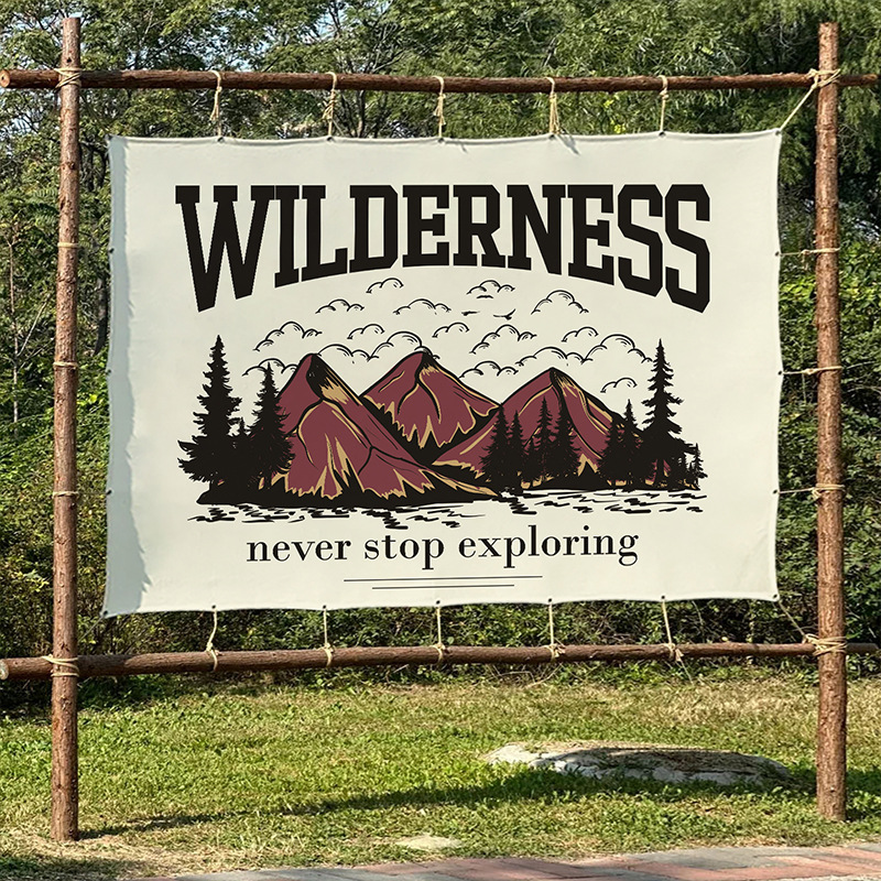 Outdoor Adventure Background - 빈티지 어드벤처 야생 생물 캠핑 태피스트리