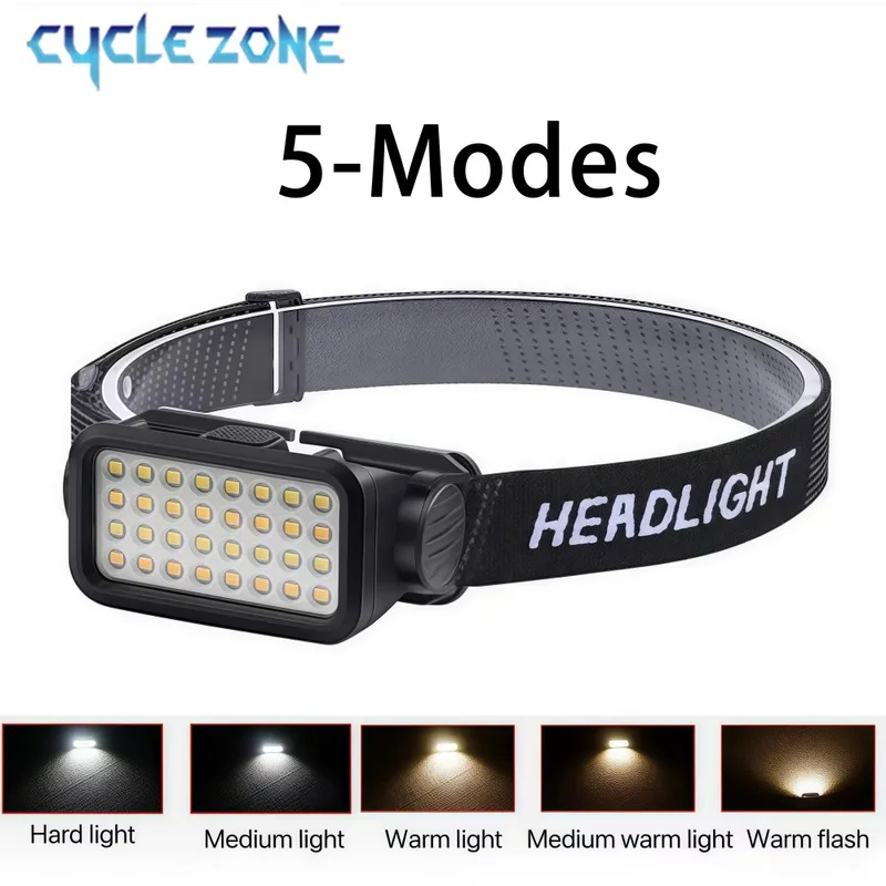 32개의 LED와 5가지 모드를 갖춘 충전식 헤드램프, - Outdoor Adventure At 리뷰 및 가격