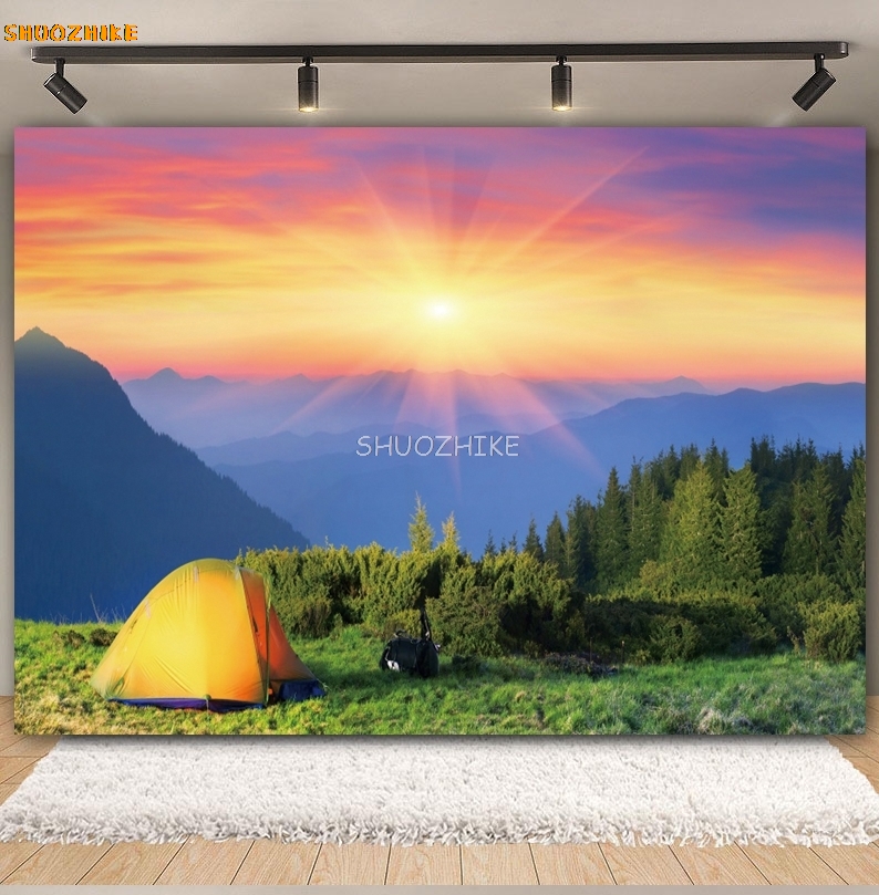 야외 숲 캠핑 배경 사진 캠프 텐트, 모닥불 산맥 호수 - Outdoor Adventure Background 리뷰 및 가격