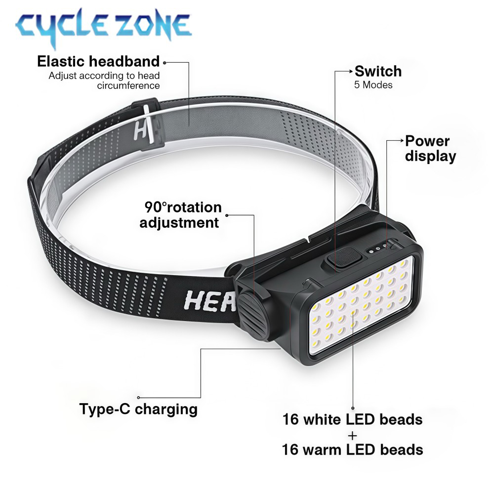 휴대용 충전식 헤드램프, 32 LED, 5 가지 모드  - Outdoor Adventure At 리뷰 및 가격